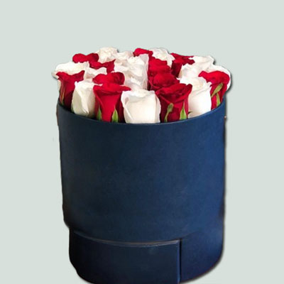 "30 Red N White Roses Flower box - code BF26 - Click here to View more details about this Product